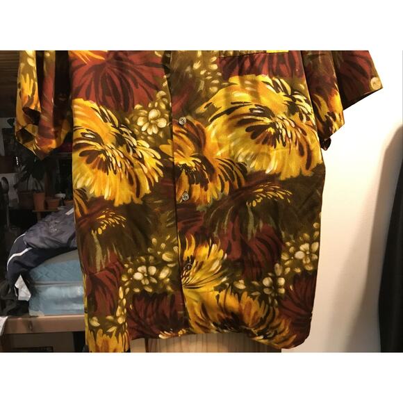 Hawaii Nei Honolulu Vintage Men’s XL Orange Floral Shirt Sleeve Button Shirt - Picture 8 of 12